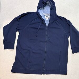 Lands' End Serious Sweats Zip Hoodie Sweatshirt Women 2X Blue Super Soft